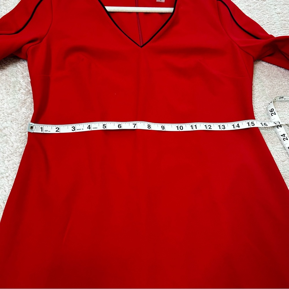 NWT Calvin Klein Red 3/4 Sleeve Sheath Midi Dress Bow Details Size 10 Holiday - Picture 8 of 14
